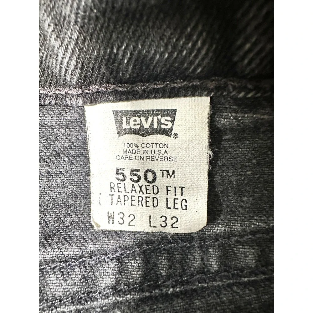 Vintage Levis 550 Relaxed Fit Tapered Leg Black Jeans Made in USA 32x32